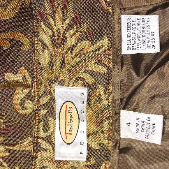 Talbots Petites "Silk & Wool Blend" Jacquard Print Pants in Size 4 - Picture 6 of 9